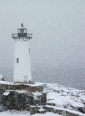 Portsmouth Lighthouse in Snowfall